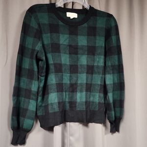 MD Plaid Green and Black Sweater